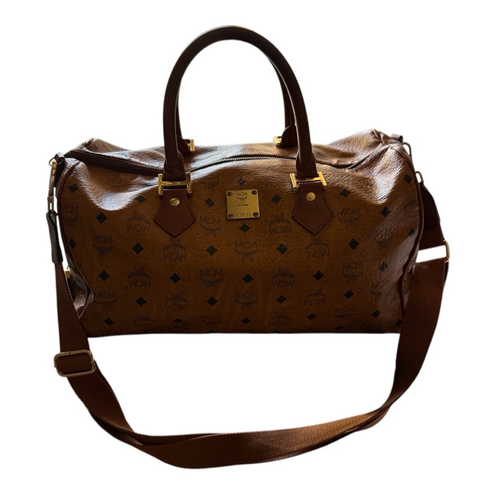 MCM Brown Leather luggage/duffle bag - authentic cognac visetos weekender